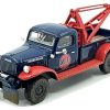 1950 Dodge Power Wagon Tow Truck Dark Blue (Weathered) "Gulf Oil" with Mechanic Figure Limited Edition to 3600 pieces Worldwide 1/64 Diecast Model Car by Greenlight