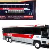 2001 MCI D4000 Coach Bus "Trailways - Blue Ridge" White and Red "Vintage Bus & Motorcoach Collection" Limited Edition to 504 pieces Worldwide 1/87 (HO) Diecast Model by Iconic Replicas - Image 3