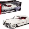 1953 Cadillac Eldorado Soft Top Alpine White with Red Interior 1/18 Diecast Model Car by Auto World